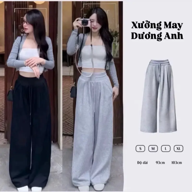 Quần Nỉ 2 Da Ống Rộng Bản Cạp To Chất Mềm Mịn Không Xù Hack Dáng