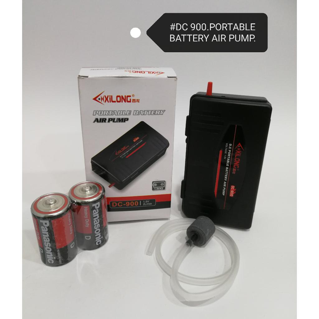 Portable Battery Air Pump Plus Batteries DC-900 Aquarium Fish Fishing XiLong Pancing Ikan Akuarium Pam Udara Bateri