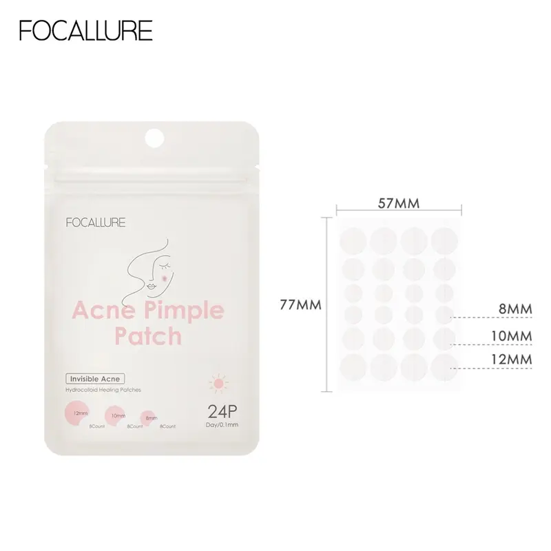 FOCALLURE Pimple Patch Day & Night - 24 Patch, Anti Inflamasi & Sterilisasi - Memudarkan, Merah 3
