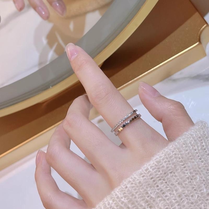 Simple double split ring Zircon Beehive chic personality Ring ins versatile adjustable ring for women clicker  septum citrine  bracelet aura  ring cincin  jepang bell  pepper  bracelet gilver  jewelry wisteria  necklace limbal  ring chain  necklace 2
