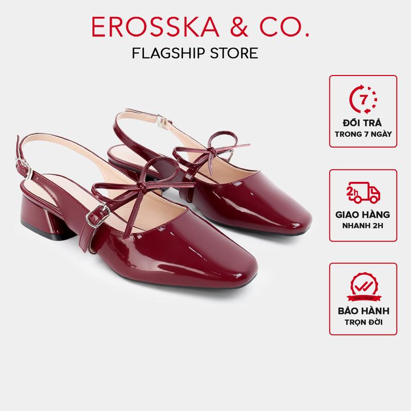 [EROSSKA]  - Giày cao gót bít mũi quai nơ kiểu marry jane thời trang cao 4cm - KOL EL037
