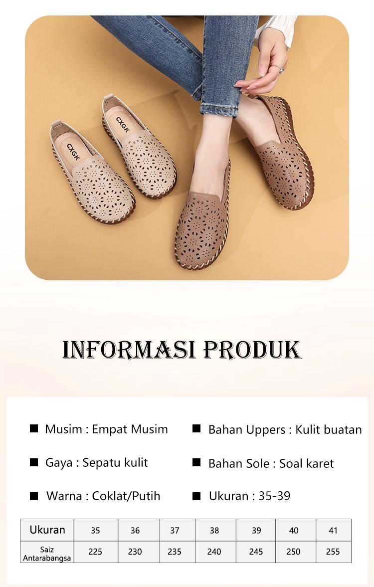 CXGK Sepatu Kasual Wanita Berlubang Stylish Nyaman Desain Modis Bahan Nyaman Versatil untuk Kantor Sekolah atau Acara Kasual