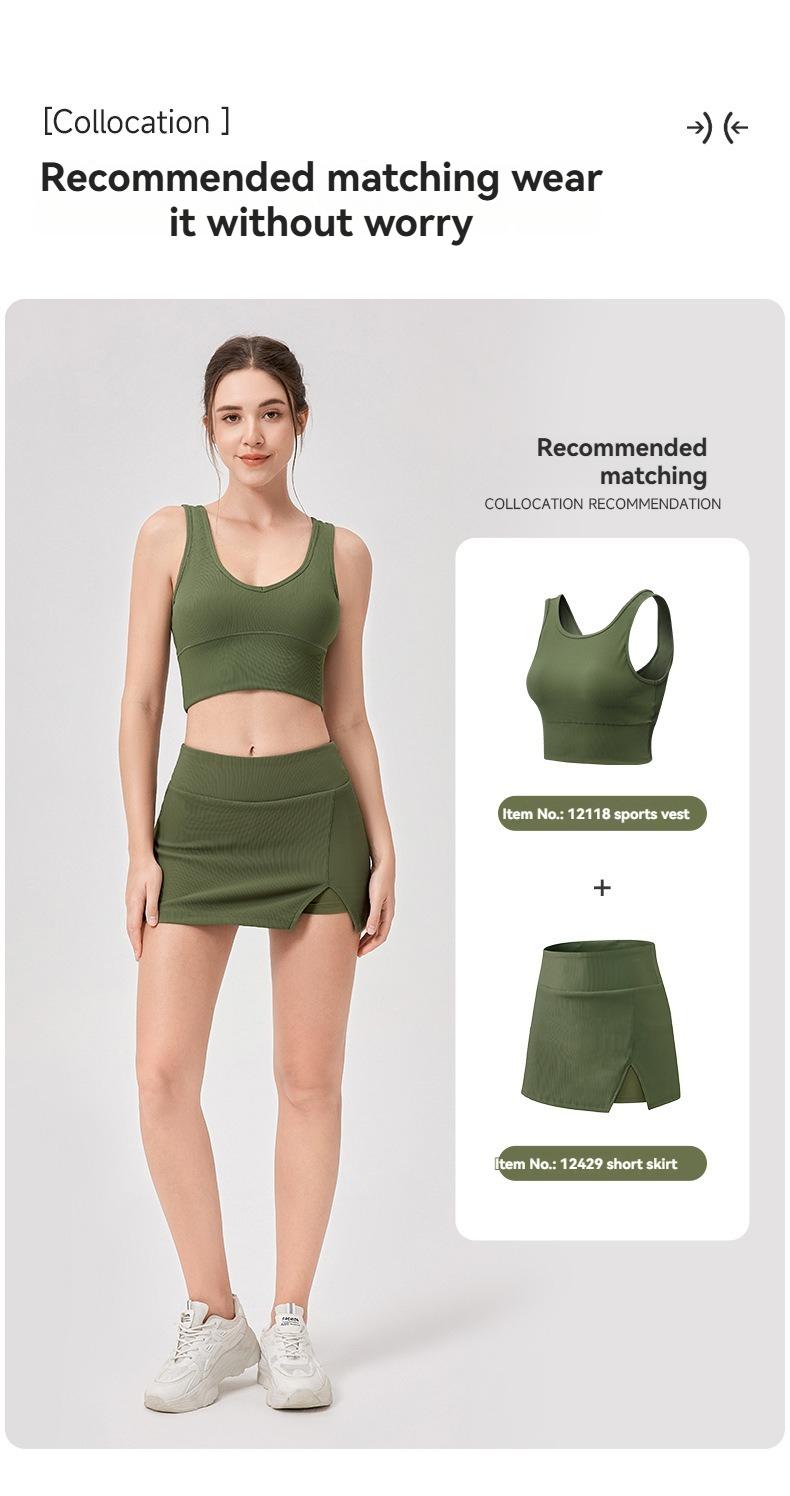 Product Introduction of JUM Tight stretch tennis skirt anti-slip High waisted sports Yoga fitness golf short culottes pocket  tennis miniskirt alix earle 13