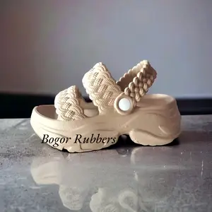 Sandal Wedges anak perempuan. motif kepang Ban dua. tebal, ringan, anti slip, Fashion