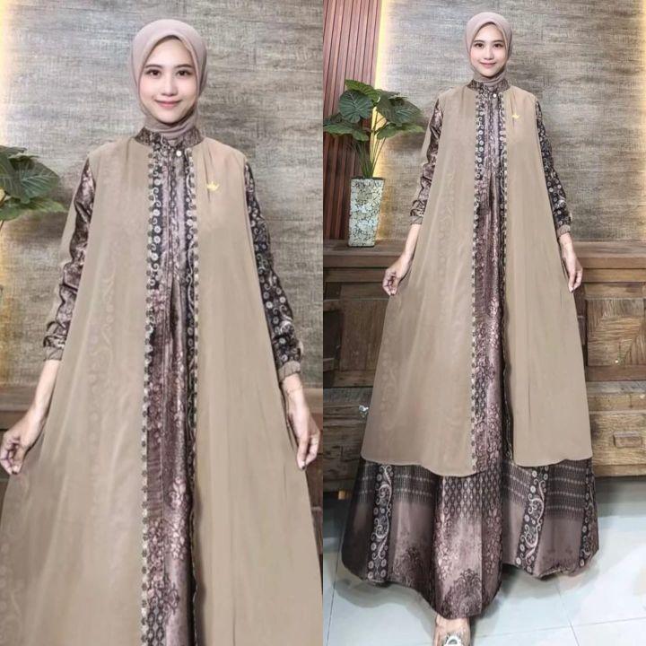 Dress Kirani gamis mewah bahan maxmara mix ceruty babydoll. gamis Lebaran mewah anggun elegan