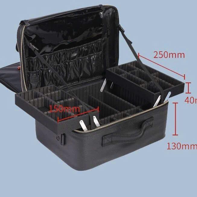 DA PU 2 TẦNG Cốp Đựng Đồ Trang Điểm Cốp Makeup Mỹ Phẩm 2 Tầng Size 40cm