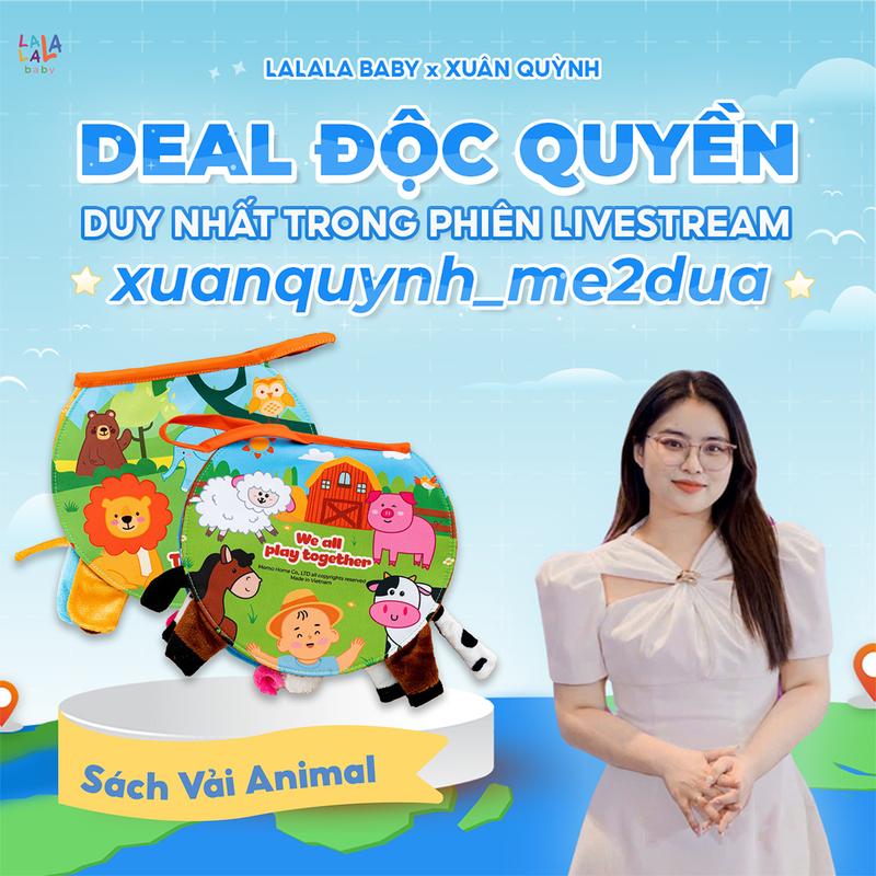 MXQ - CFV Sách vải the Animals on the farm Lalala baby đa tương tác lật mở sột soạt thú vị