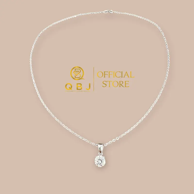 Dây chuyền nữ bạc ý S925 XI KIM gắn Viên chủ đá Moissanite 6,5Li sáng đẹp kèm theo giấy tờ kiểm định . DC moissanite - Quốc Bảo Jewelry- QBJ 3
