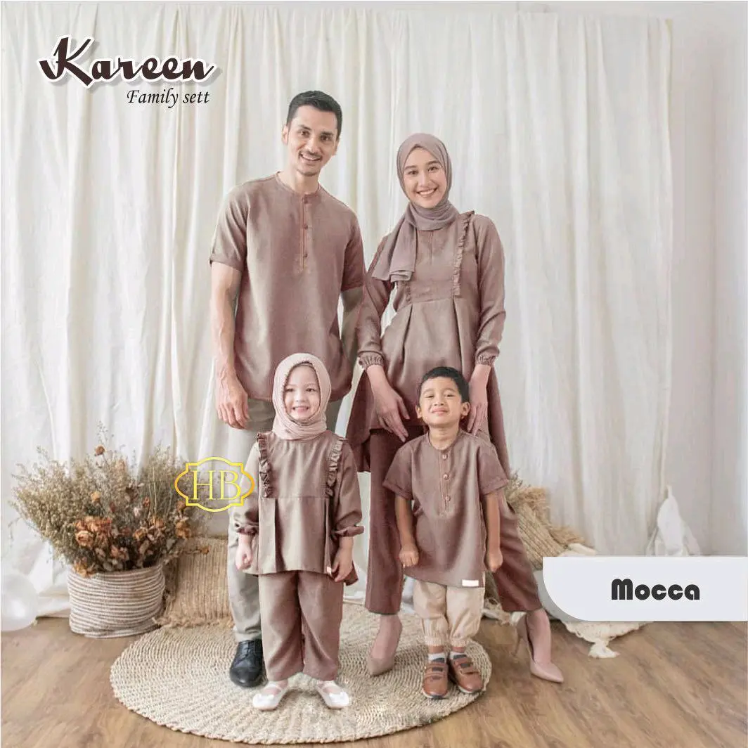 Baju couple keluarga Kareen 2025 motif terbaru ibu & anak cwe sudah sama celana/ set couple keluarga Tunik Wanita Pasangan