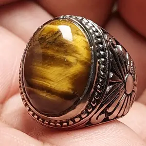 cincin batu tiger eye mata harim4u / biduri sepah / Akik Rings cincin pria Elegan
