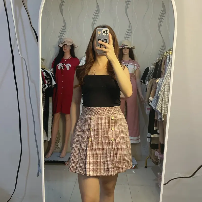 [MMC]ROKCEL IMPORT WANITA PENDEK TWEED KANCING 4