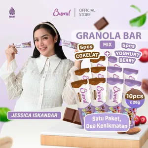 BUMIL Makanan Ringan Bar dengan Daun Katuk Mix Varian - Rasa Yoghurt Berry 5 pcs & Rasa Coklat 5 pcs