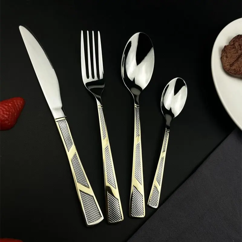 Sendok Makan Lapisan Gold 24 Karat / Sendok Makan Premium Super Tebal / Sendok Dan Makan Garpu Ala Korea / Pelarakan Makan Korea / Sendok Korea / Sendok Makan Set / Korean Cutlery Set 1