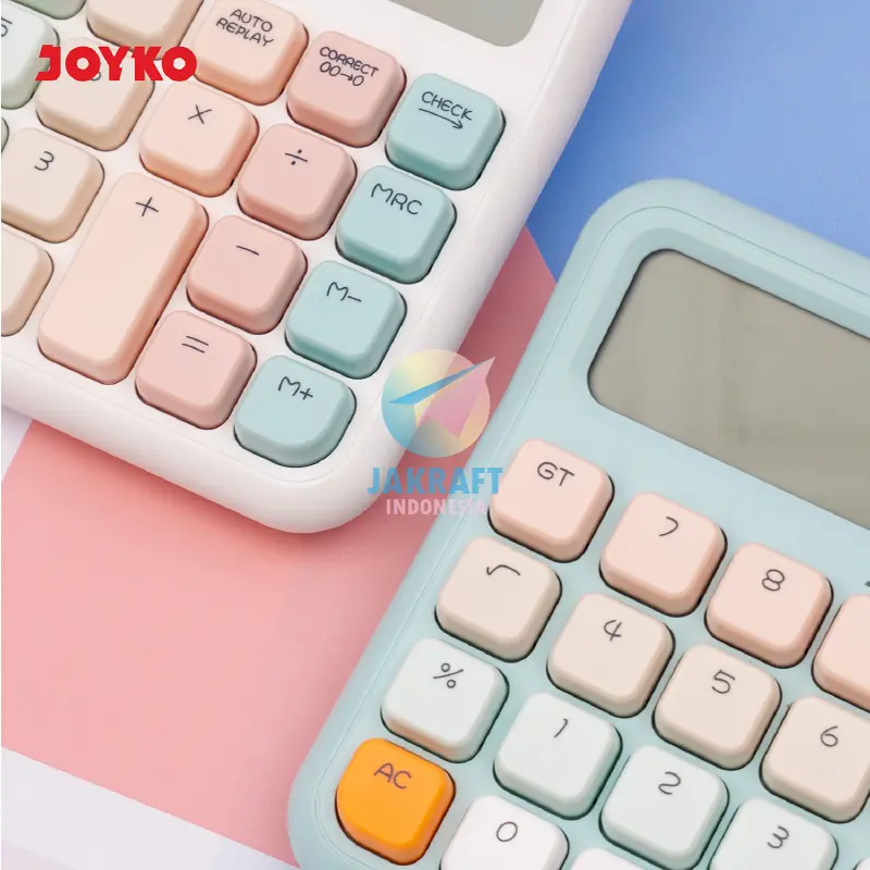 (1 Pcs) Kalkulator Pastel JOYKO CC-63ACO Calculator 12 Digits Big Dispay Check Correct 112 Steps AAA Battery Mechanical Marshmallow Button 3