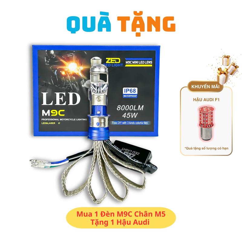  Đèn Pha LED Bi Cầu M9C ZED LIGHT - 45W Cực Sáng Cắt Sáng Chống Chói Chân Đèn M5 H4 Lắp Mọi Dòng Xe Máy Oto - Bảo Hành 2 Năm 