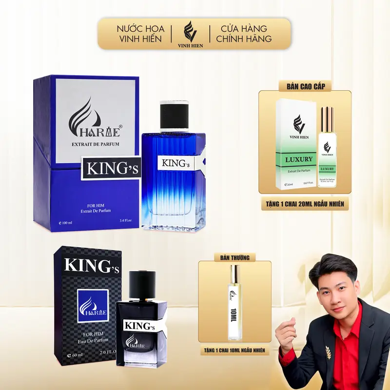 Nước Hoa Unisex KING 100ML ( Tặng Kèm 1 Chai 20ml) - BẢN 60ML ( Tặng kèm 1 Chai 10ml ) - Cosmetic Xịt Thơm Women - CHARME PERFUME