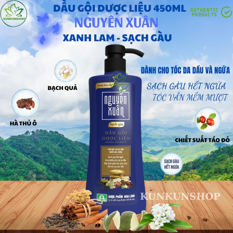 Hoa Linh Dầu Gội Nguyên Xuân Sạch Gàu Chai Vòi 450ml Tặng 50ml Trong Chai Siêu Tiết Kiệm Dưỡng Tóc Mềm Mượt Giảm Ngứa Hỗ Trợ Mọc Tóc Chính Hãng Kunkunshopvn