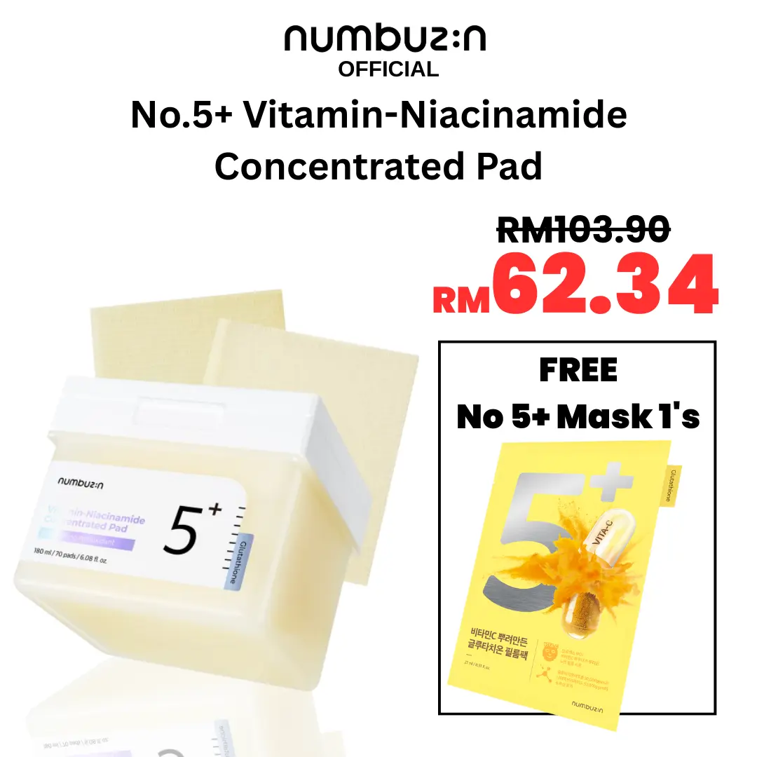 Numbuzin No.5+ Vitamin-Niacinamide Concentrated Pad 180ml (70Pads) Face Skincare Exfoliating Glutathione