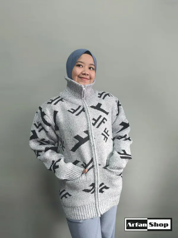 Jaket Rajut Resleting Leher Tinggi Tebal Premium Pria Wanita | Sweater Knit Zipper Turtleneck Motif Saku | Knitwear Baju Hangat Ibu 6