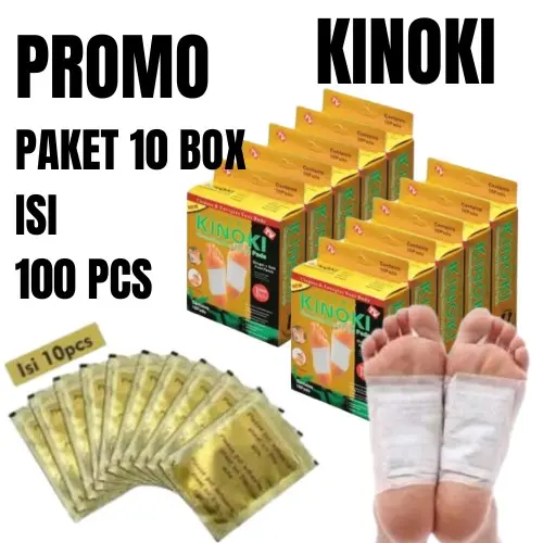 PROMO Paket 10 Box isi 100 PCS Kinoki Gold Detox Foot Pads Koyo Penyerap Racun Dalam Tubuh Secara Alami