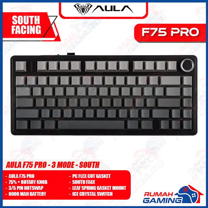 Mechanical Keyboard - Aula F75 - 75% Compact - 3 Mode - Gaske Mount - RGB - PBT Keycap 1