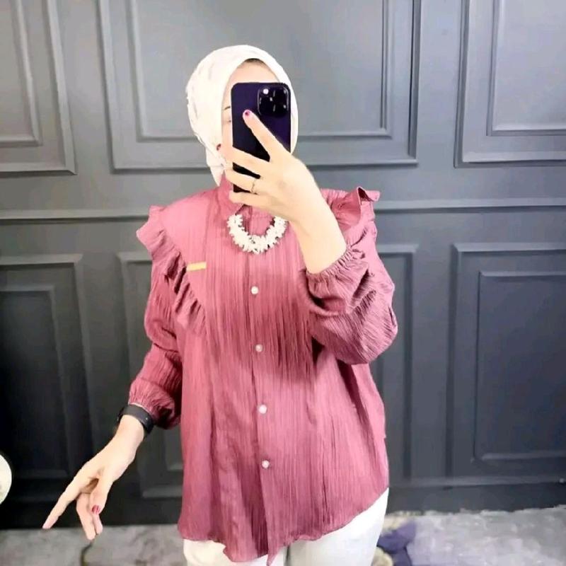 Kemeja Inara Atasan Wanita Korean Style- Kemeja wanita Lengan panjang-Kemeja atasan kekinian 0