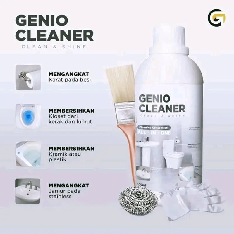Genio Cleaner cairan pembersih serbaguna kemasan 500ml cairan ajaib pembersih kerak noda membandel 5X Lebih Ampuh Angkat Noda