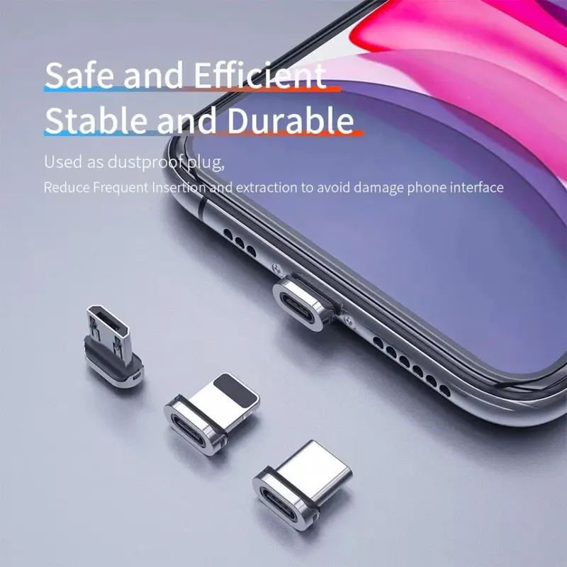 Essager Mini Magnetic Adaptor USB C 3in1 Micro Type C Lightning iPhone Adapter Converter 2.4A QC3.0 Charging Data 1