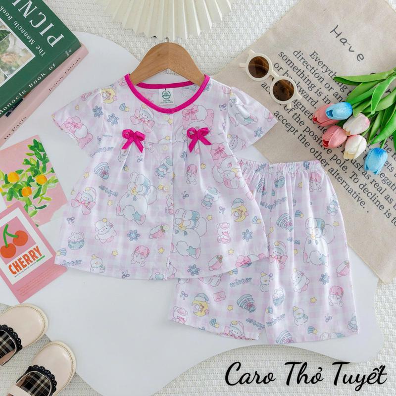  Đồ Bộ Bé Gái - Tay Búp Quần Lửng Họa Tiết -Bộ quần áo Tole Loại 1 mềm mịn mát size 7-36 kg 7-8 năm đồ ngủ Voi đồ  ngủ  cho  em  bé  gái set  đồ  bé  gái 