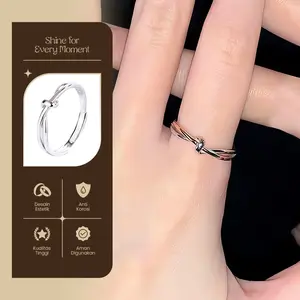 Cincin Wanita Simpul Perak - Desain Estetik, Anti Korosi, Kualitas Tinggi, Aman Digunakan