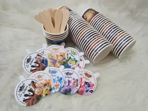 Cup Es Krim 50 ml Lengkap Cup Ice Cream Cup Es untuk Jualan Premium Quality Coklat Sendok