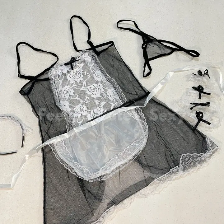 ! READY ! Feeling Cute n Sexy | LG006 Kostum Lingerie seksi Pakaian Dinas Maid Pembantu Dress Wanita Tidur
