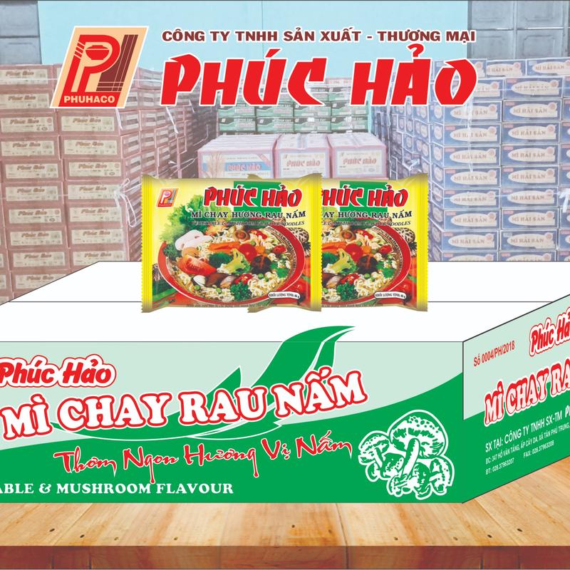 (Mua 1 thùng mì tặng 1 tô mì) Mì Chay Rau Nấm Phúc Hảo - 30 gói - 65 gr  - (Hàng dễ vỡ xin vui lòng nhẹ tay)