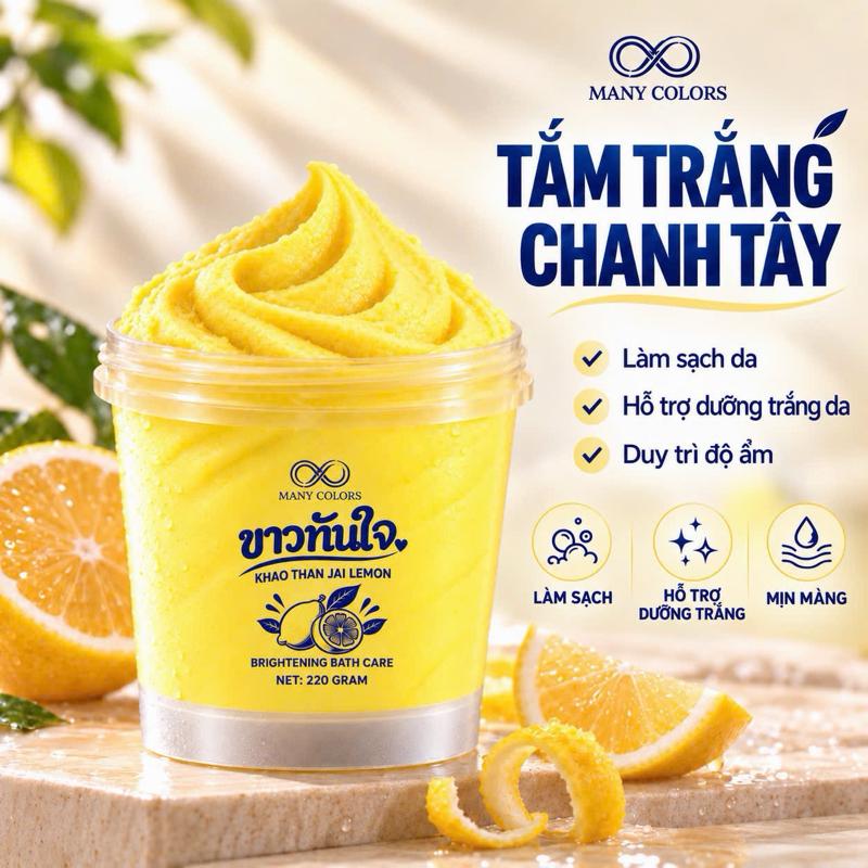 Kem Tắm Trắng Chanh Tây Khao Than Jai Lemon 220g- Hỗ Trợ Làm Sáng Da, Mờ Thâm Body - Many Colors