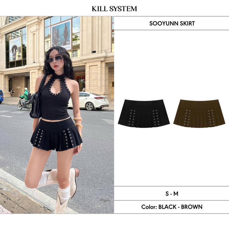  Chân váy xếp ly mắt cáo kèm quần bảo hộ SOOYUNN - KILLSYSTEM 