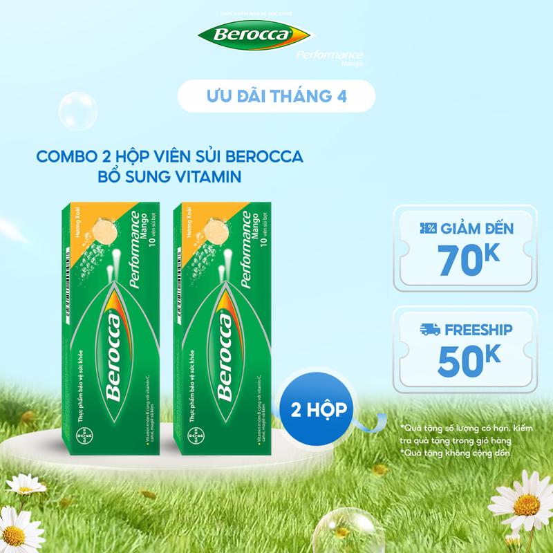 Bộ 2 hộp viên sủi bổ sung Vitamin Berocca Performance Mango 10 Viên/hộp