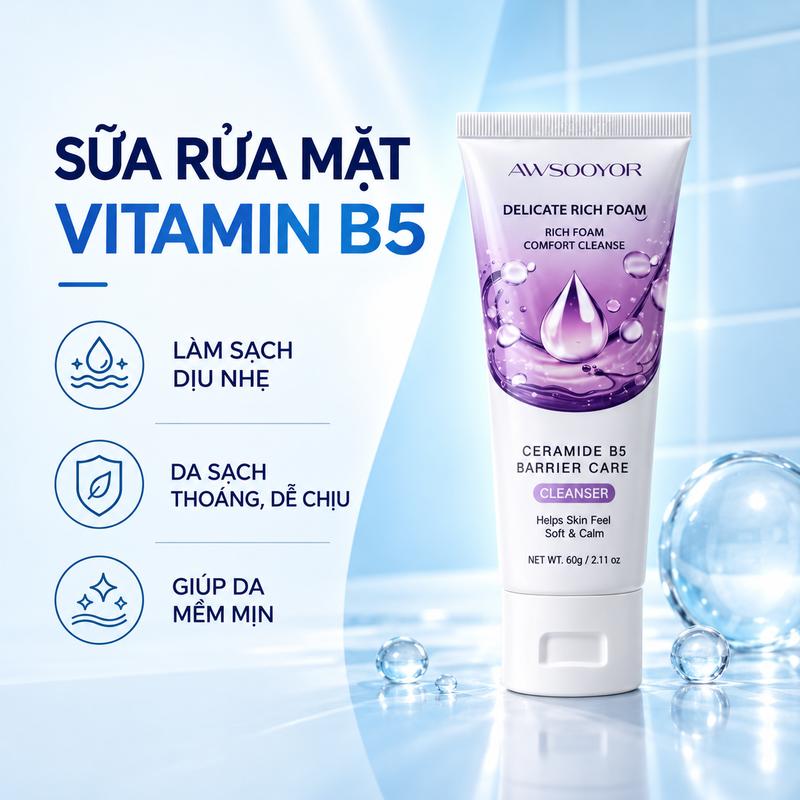 Sữa Rửa Mặt Vitamin B5 Panthenol Foam Facial Cleanser 60g