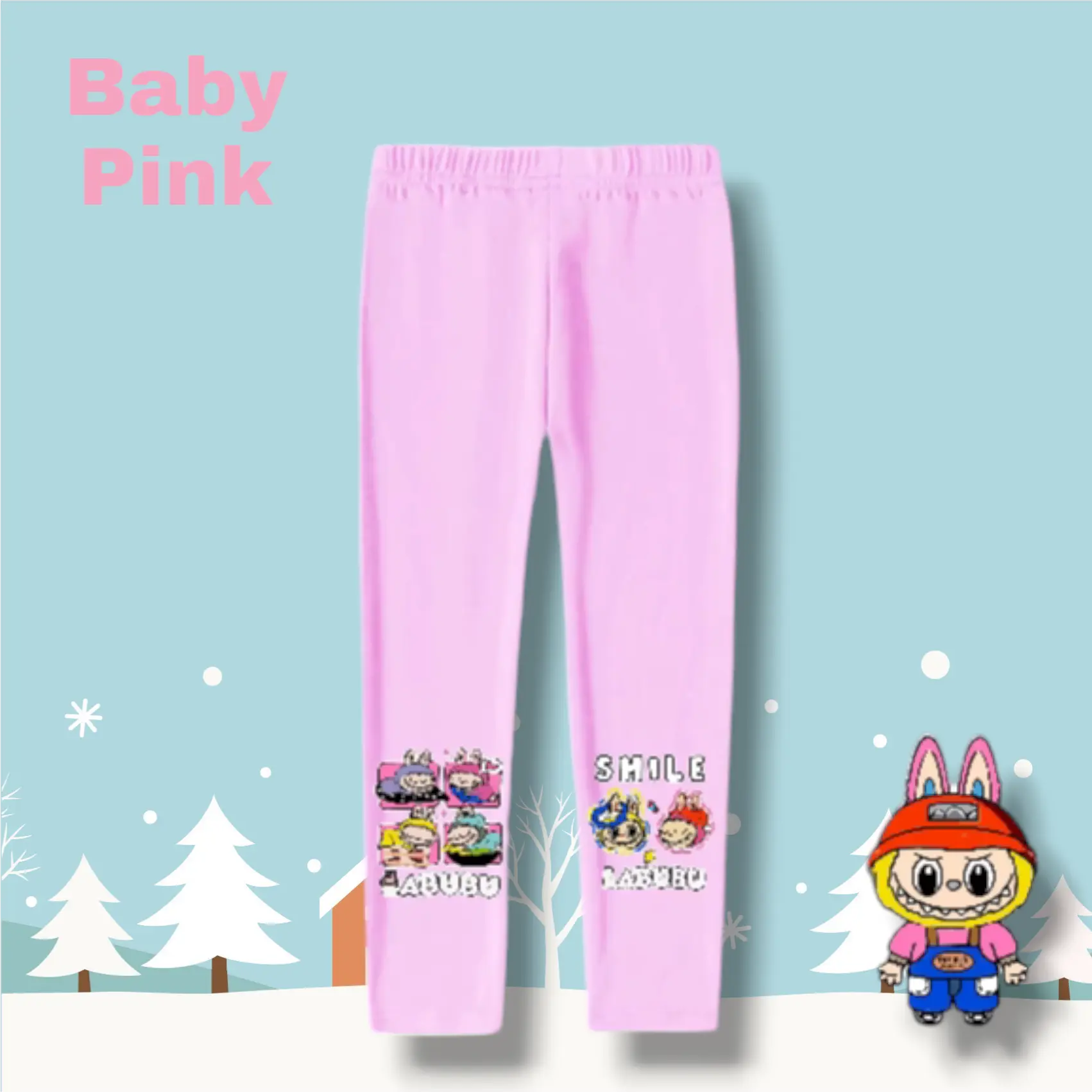 Celana legging anak perempuan bahan spandeks premium motif LABUBU SMILE lembut dan nyaman di pakai Fashion labubu pendek