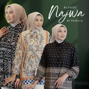 Najwa Kemeja Blouse LD 130 cm ALL SIZE Rayon Viscose Kemeja Blouse Wanita