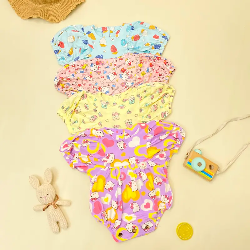 ROMPER WUFFY by MAYBEE BAJU BAYI NEWBORN BAHAN KAOS INCLUDE HEADBAND BY MYBEE (SNI) 0-12 BULAN 4