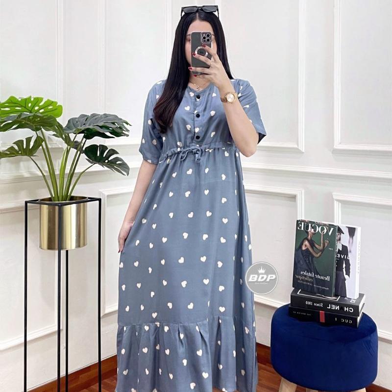 DASTER HARIAN-Daster Premium Model Lowo LD 130 cm Bahan Rayon Adem Resleting Depan Busui Bumil Daster Ibu Ibu 5