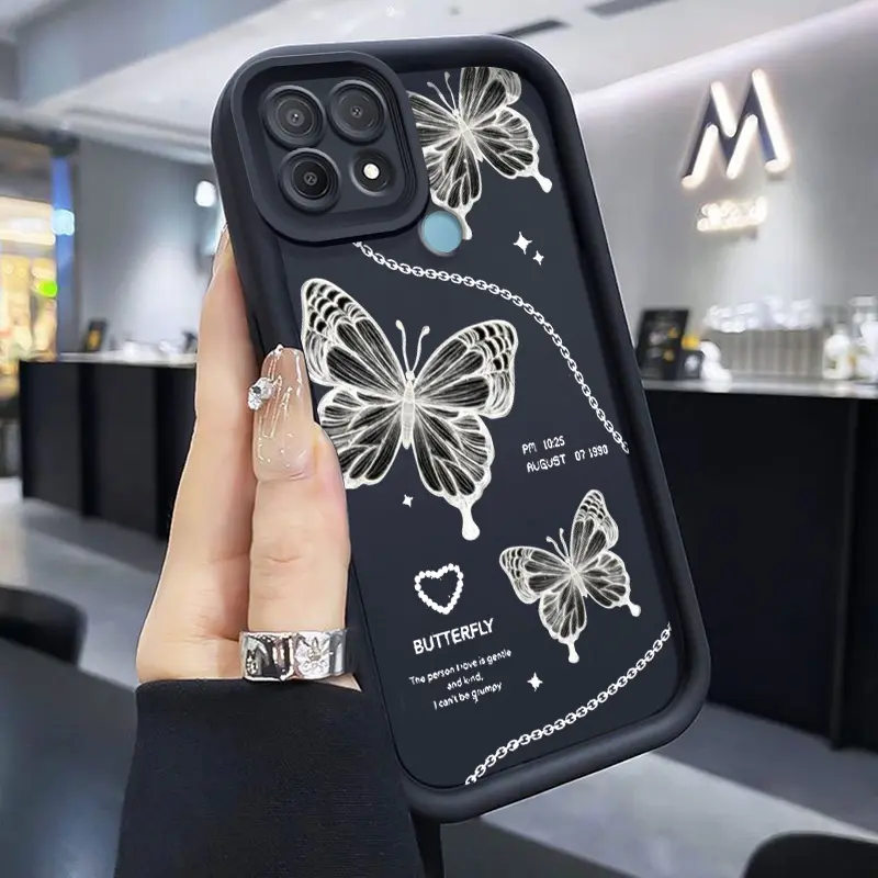 Casing Hp Untuk OPPO A15 A15s A35 Casing Pola Kupu-kupu yang Elegan Bahan silikon Cesing Casing Hp Kesing Softcase Case pelindung marshmallow Anti Jatuh Gores
