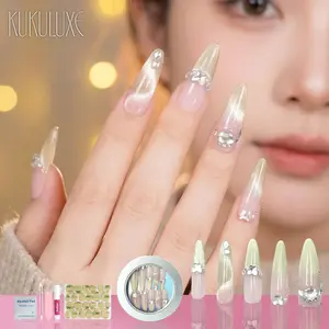 KUKULUXE 3D Nail Art – Press On Nails Premium 3 Varian ( Ice Crystal Grape, Love Dopamine, Golden Autumn Reflections )