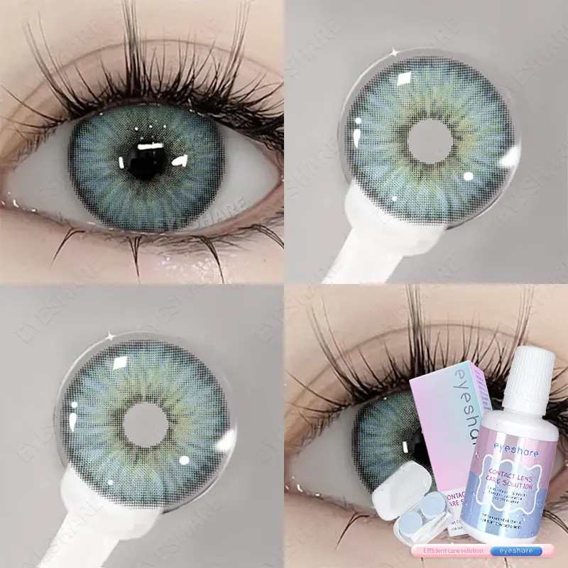 EyeshareID Minus (-1.00-6.00) Set Lensa Lembut Hijau Estonia Baru 14.5mm (Air Lensa Lembut 120ml + Kotak Perawatan) Lensa Kontak Berwarna Cocok untuk Penggunaan Sepanjang Tahun Lensa Kontak Lensa Lembut Udara Lembut Softlens Soflen 2