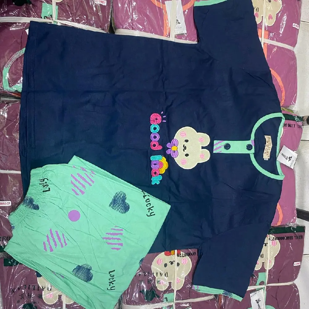 cp dlln baju tidur jumbo pendek tangan panjang kaki piyama tidur wanita Setelan Motif