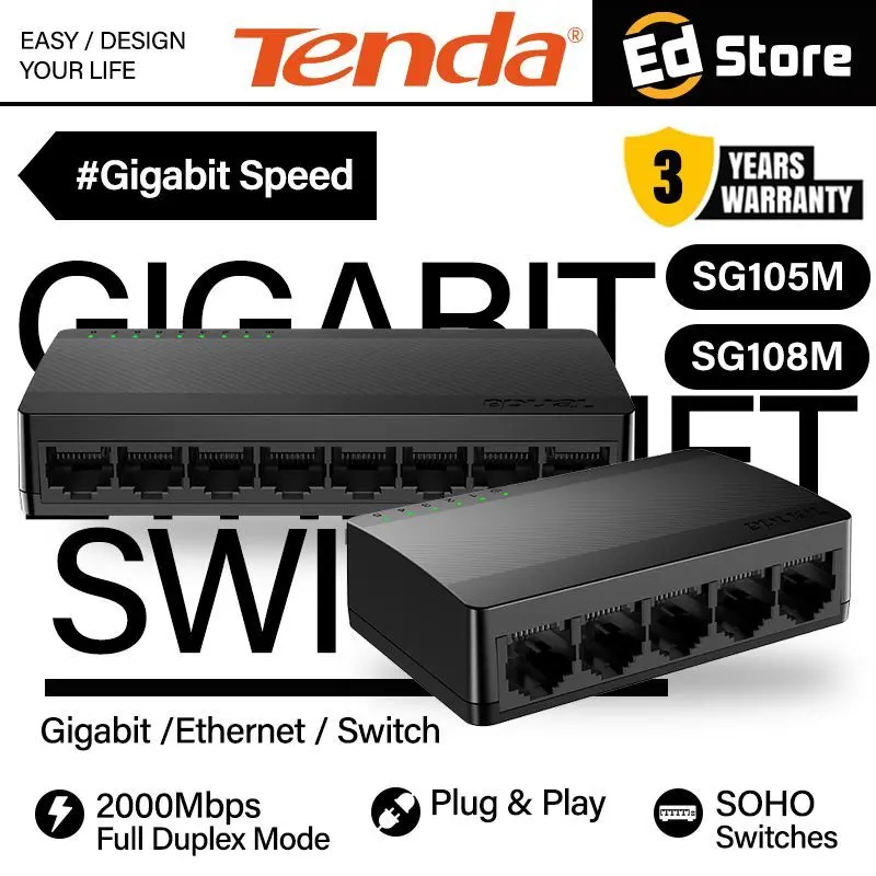 Tenda SG105M (5-Port) / SG108M (8-Port) 10/100/1000Mpbs Gigabit Ethernet Switch TEG1005D & TEG1008M
