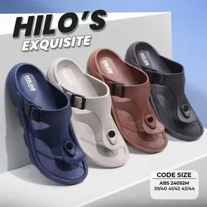 Sandal Jepit Pria Hilos 24052M-H Full Hitam Sendal Flip Flop Kasual Cowok Karet EVA Antislip Slip On Terbaru Slide