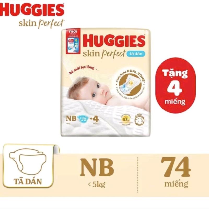  Tã dán sơ sinh Huggies skincare perfect newborn 74 miếng   trẻ dưới 5kg   