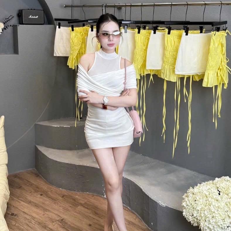 Set( Áo+Chân Váy)Áo Trễ Vai Cổ Yếm Phối Chân Váy Dành Cho Nữ By Trang Mun D47