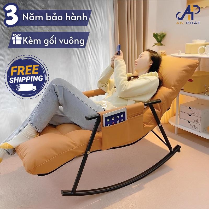 [AN PHÁT] Ghế Bập Bênh Thư Giãn Đơn BB02 Hàng Việt Nam Xuất Khẩu Chất Lượng Cao Cấp Phiên Bản Dài 1m4 Có Thể Điều Chỉnh Tựa Lưng Ghế Sofa Thư Giãn Đệm Dày Khung Sắt Chắc Chắn